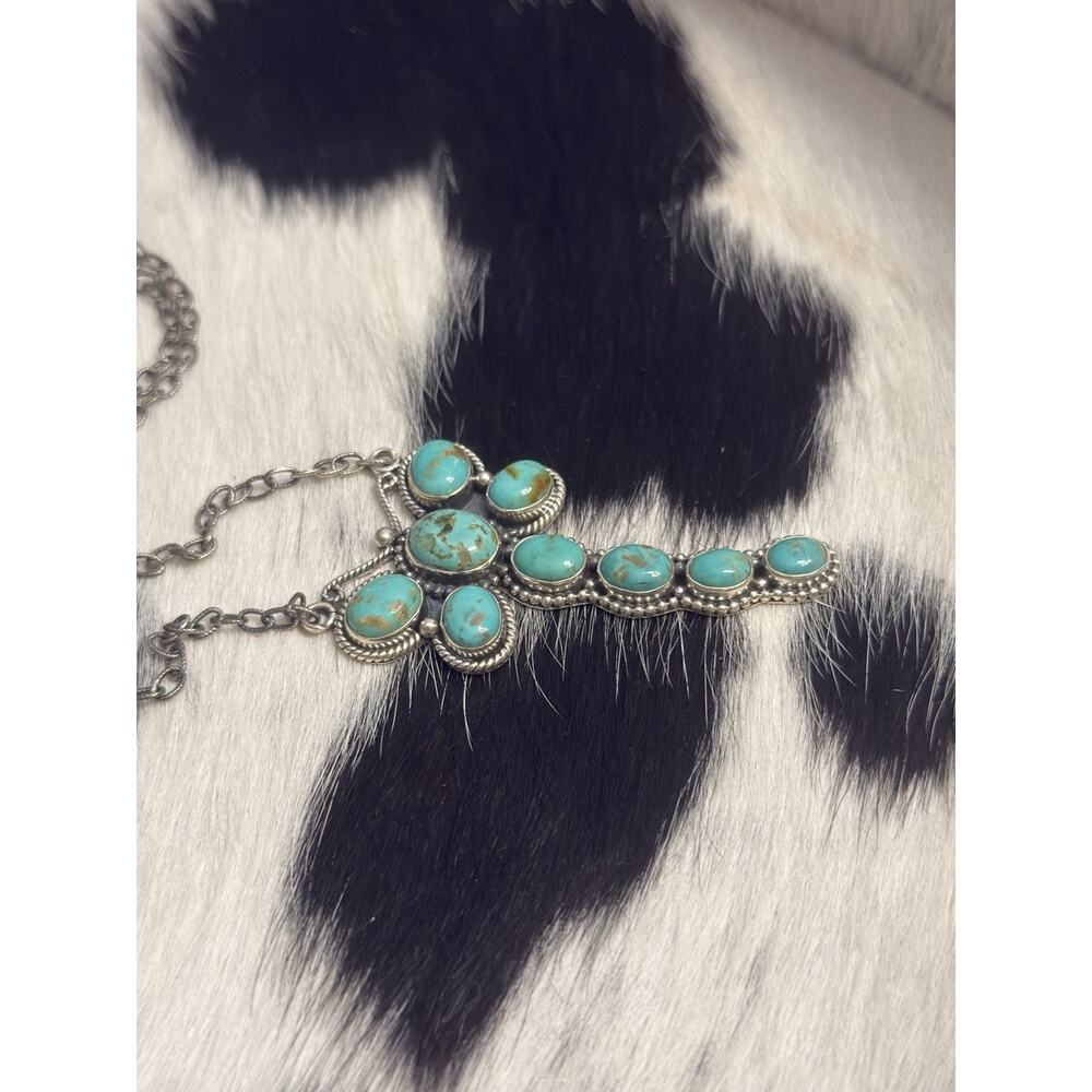 Native American Sterling Silver Blue Turquoise Multistone Dragonfly Necklace - Picture 5 of 13